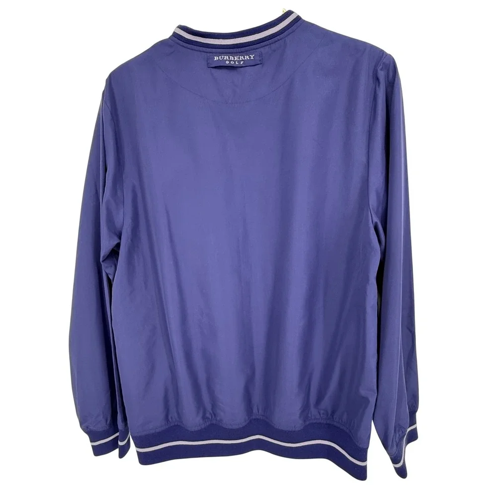Burberry Golf Windbreaker Mens Medium Purple Excellent V-Neck Pullover Sporty